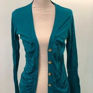 Teal Lilla P long cardigan with natural buttons!